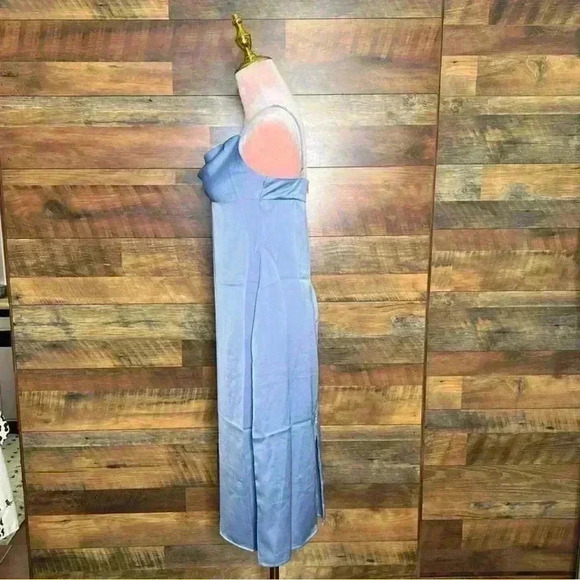 We Wore What Cowl Midi Satin Charmeuse Dress in Slate Blue, Size 4. NWT! - Picture 12 of 15